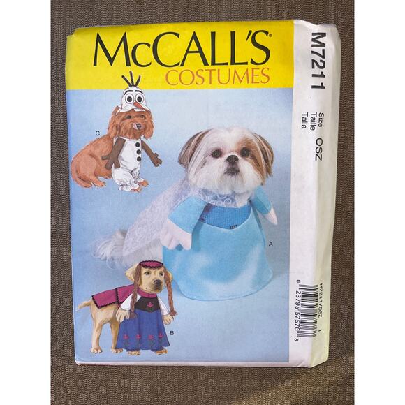 McCalls Sewing Pattern M7211 Frozen Anna Elsa Olaf Disney Dog Costume UNCUT - Picture 1 of 2